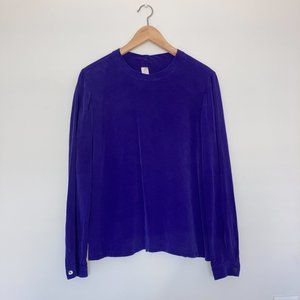vtg 100% silk deep royal purple blouse with buttons